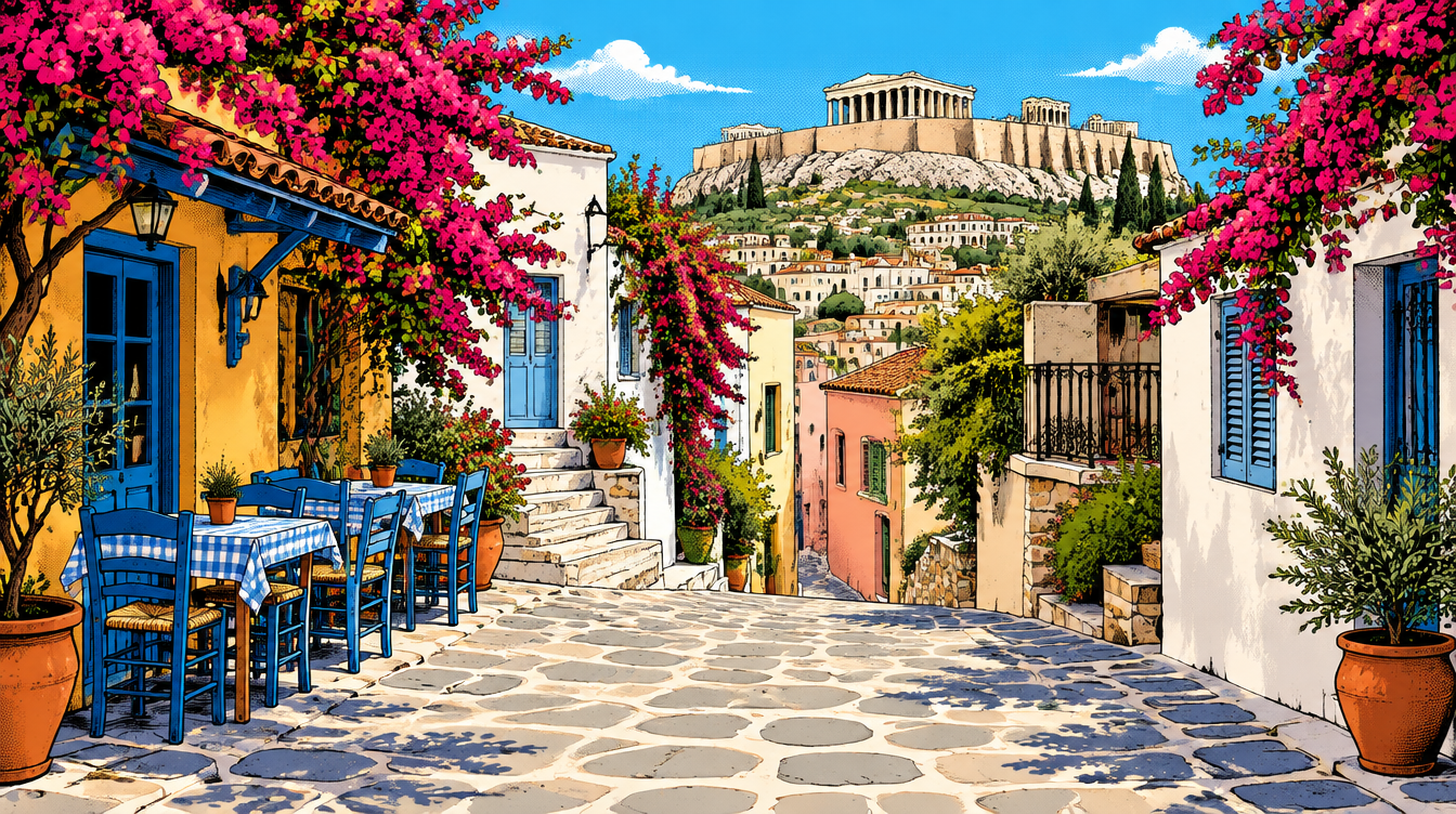 Σοκάκι στην Πλάκα με την Ακρόπολη